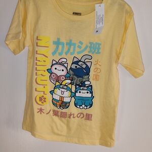Yellow Kids Tee with Cartoon Design